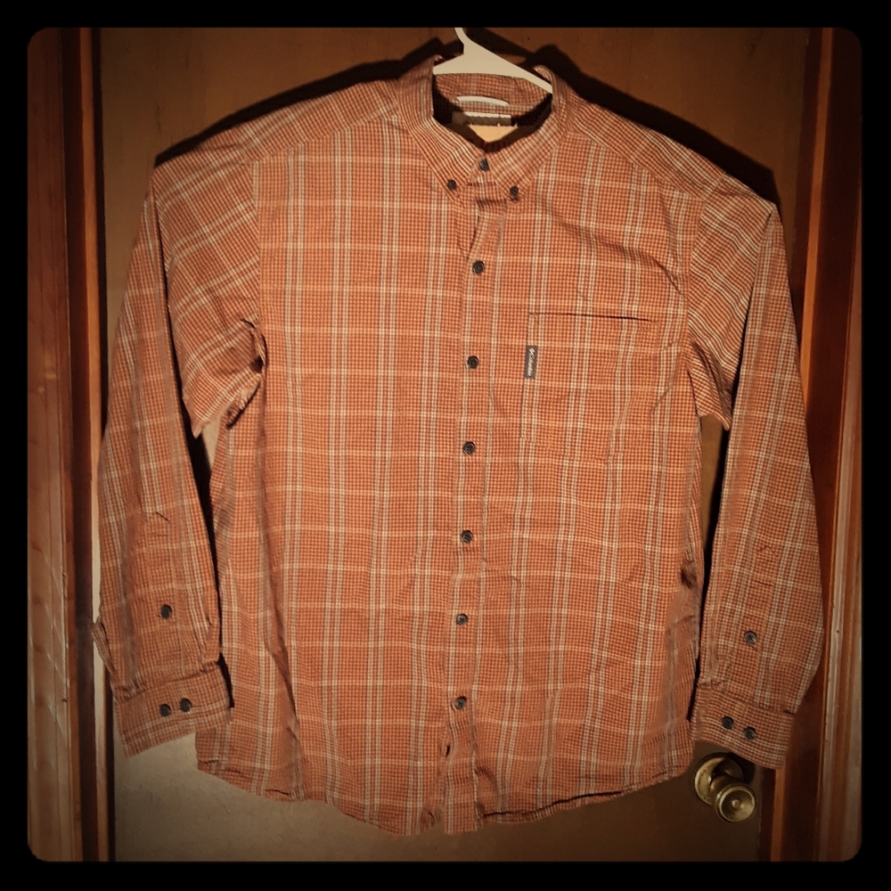 Columbia sportswear orange plaid large